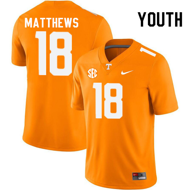 Youth #18 Jordan Matthews Tennessee Volunteers College Football Jerseys Stitched Sale-Orange